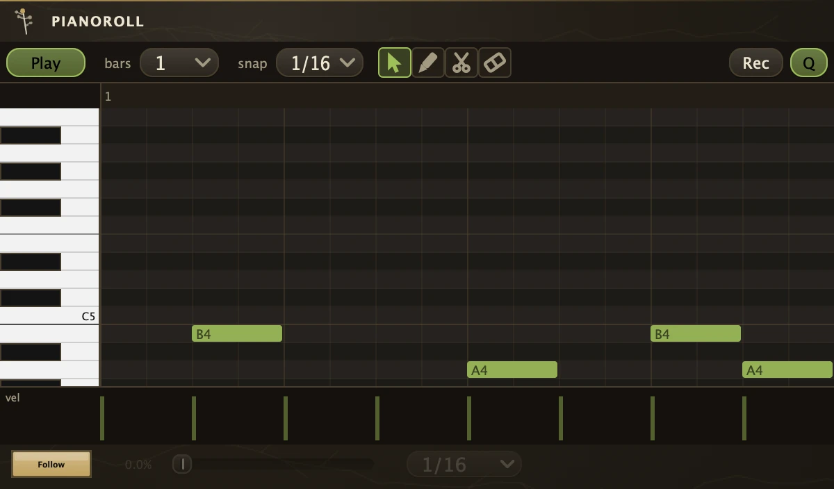 PianoRoll editor